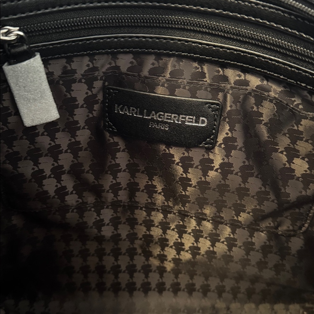 Karl Lagerfeld Black Floral Tote Bag with Small Coin Pouch - Picture 9 of 13